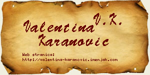 Valentina Karanović vizit kartica